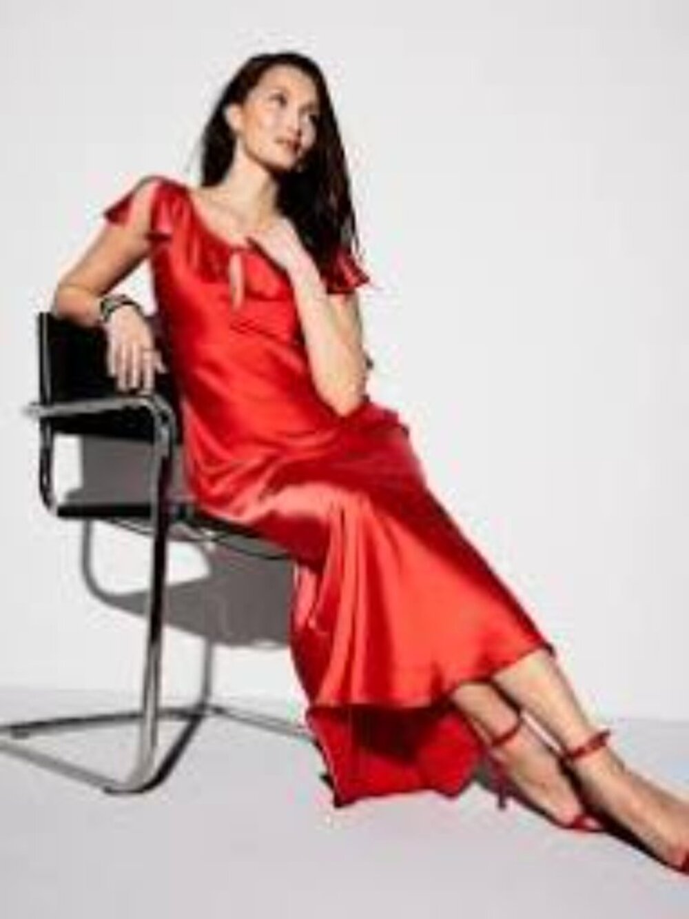 The Occasion Flutter Sleeve Keyhole Satin Maxi Dress Misses Tall Med NWT